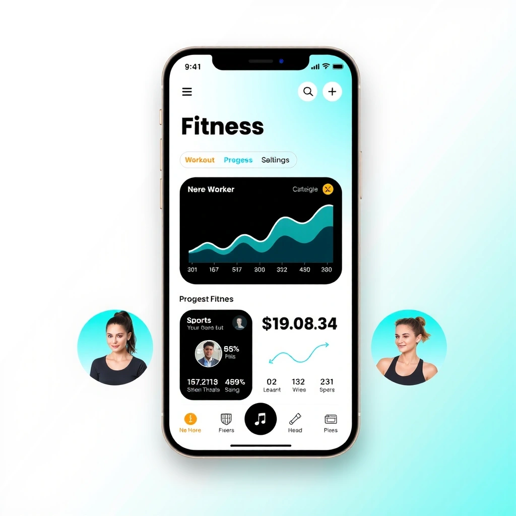 Mobile app UI design for FitTracker Pro